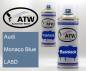 Preview: Audi, Monaco Blue, LA5D: 400ml Sprühdose + 400ml Klarlack - Set, von ATW Autoteile West.